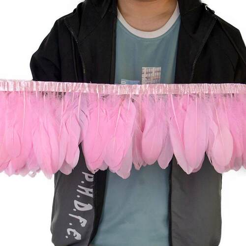 2Meters Goose Feather Trims Pink15-20cm Decorative Plumas Fr
