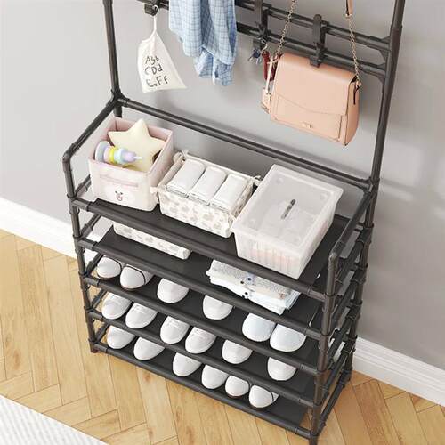 Black Five Layer Shoe Rack Simple Shoe Rack Integrated Stora