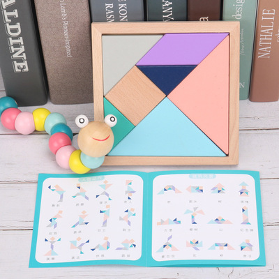 Montessori Wooden 3D Toys Childhood Learning  Kids Baby Colo