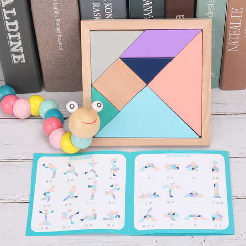 Montessori Wooden 3D Toys Childhood Learning  Kids Baby Colo