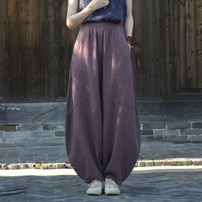 Ramie Sand Stir-fried Old Loose Casual Pants Womens Bloomer