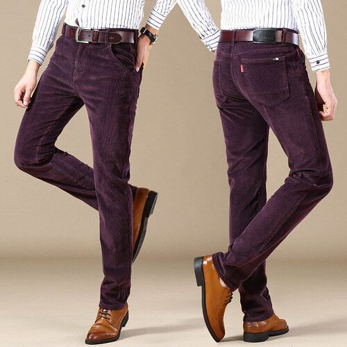 6686 Elastic Corduroy Pants Mens Casual Pants Middleaged Str