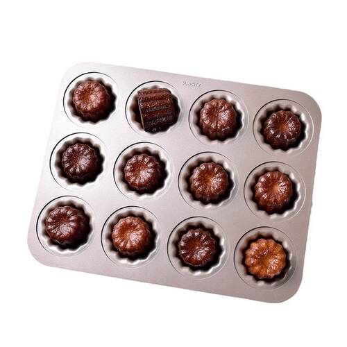 Carbon steel thick cake baking tray with non stick 12 holes