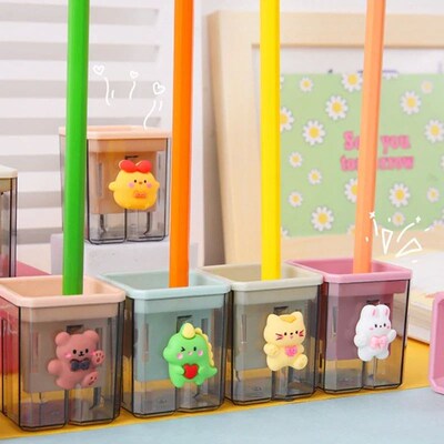 Mini Pencil Sharpener Small Cute Cartoon Two Hole Sharpener