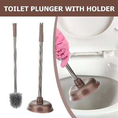 Plunger Toilet Brush Bathroom Powerful Cleaning with Holder