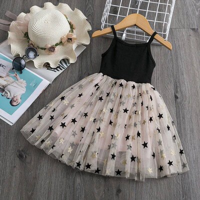 Little Girls Summer Dress for Kids Polka Dot Sling Tutu Prin