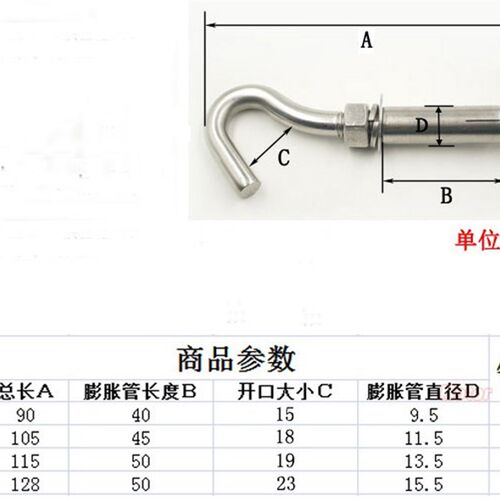 High quality 304 stainless steel expansion hook, manhole co