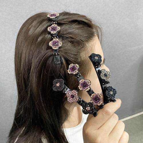 2023 New Fashion Sparkling Crystal Stone Braided Hair Clips
