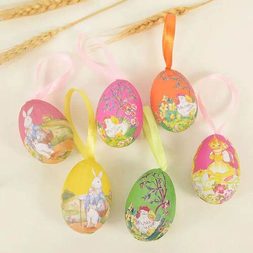 3Pcs Colorful Painting Easter Eggs Happy Easter Bunny Foam E