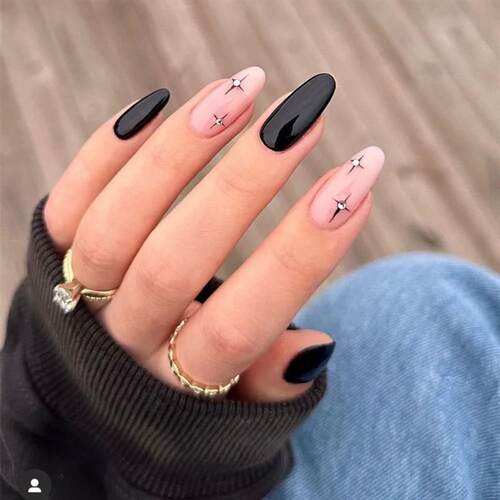 Pointed Head Almond Fake Nails Waterproof Wearable Manicure