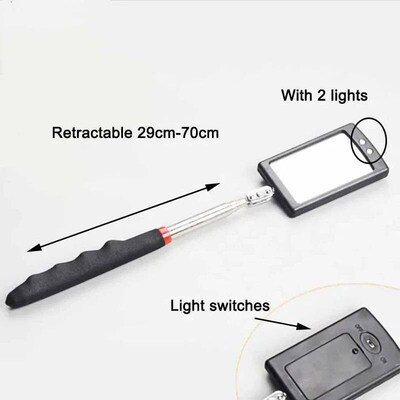 Car 360 Inspection Mirror LED Light Telescoping Mirrors Ex