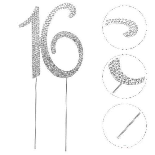 16 Cake Sixteen Topper Rhinestones Birthday Wedding