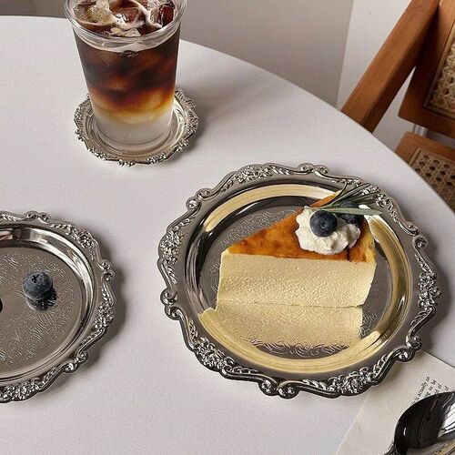 Retro Silver Plated Plates Cake Dessert Tray High Tea Snack