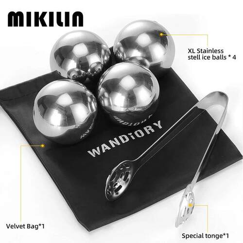 6Pcs Stainless Steel Ice Cubes Set Reusable Chilling Stones