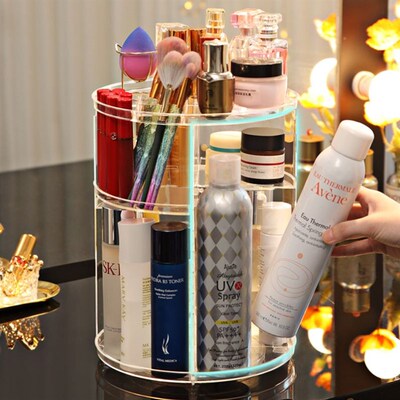 360 Degree Rotating Cosmetic Storage Box Makeup Organizer