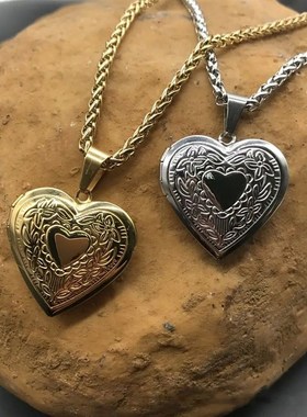 Love Heart Secret Message Locket Necklace Pendant DIY Photo