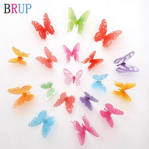 New 18pcs/lot Crystal Butterflies 3d Wall er Beautiful Butte