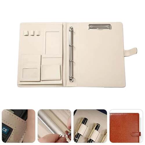 PU Leather Notebook Binder A4 Paper Budget Envelope Expandin