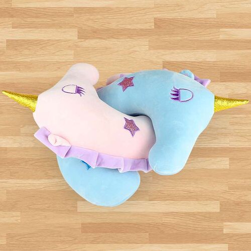 Cartoon Unicorn U-shaped Pillow Travel Nap Head and Neck Off