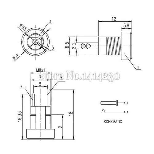 DC-022B All-Copper Material DC Power Supply Jack Socket