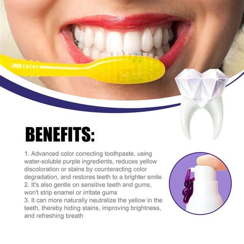 V34 Purple Whitening Toothpaste Brightening Yellow Teeth Rem