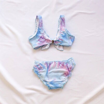 3-8Years Falbala Tie Dye Kids Girls Bandage Bikinis 2024 Gra