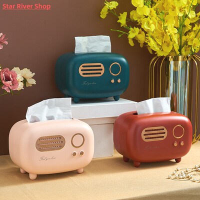 Retro Radio Model Tissue Box Desktop Paper Holder Vintage Di