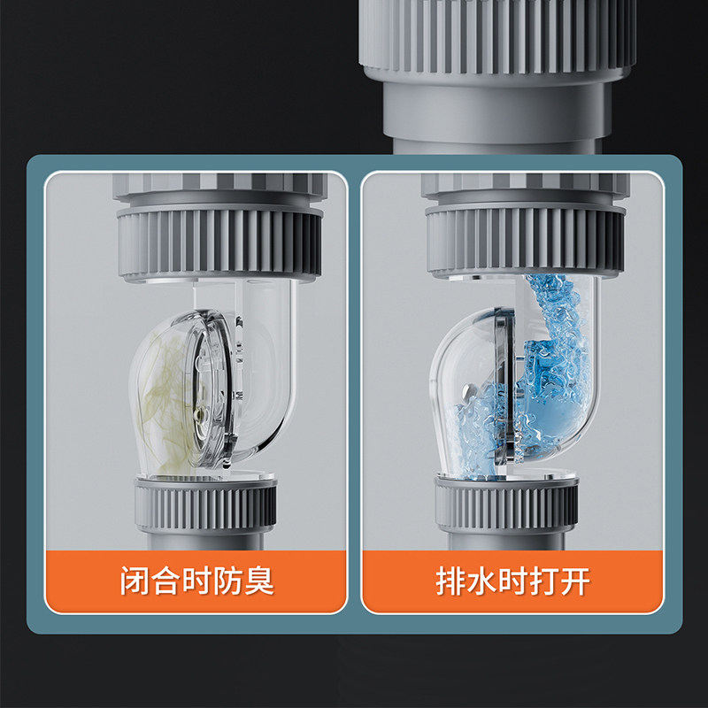 洗手盆灰色防臭下水管地排洗脸面盆下水器墙排水管通用配件省空间,家装主材,下水软管/排水软管,淘宝优惠券,粉丝福利购,淘宝优惠卷