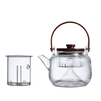 Walnut Glass Steaming Teapot Handle Kettle Steaming Dual-pur