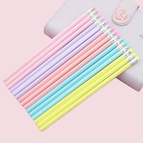 10pcs / lot wooden pencil HB pencil with eraser childrens d