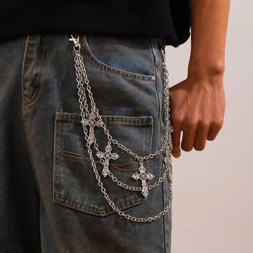 Fashion Punk Metal Pants Chain Hip Hop Waist Chain Cross Pen