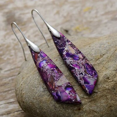 Bohemian Emperor Stone Geometric Pendant Earring Popular Nat