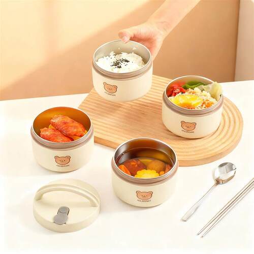 Portable 316 Stainless Steel Thermal Insulated Lunch Box Cut