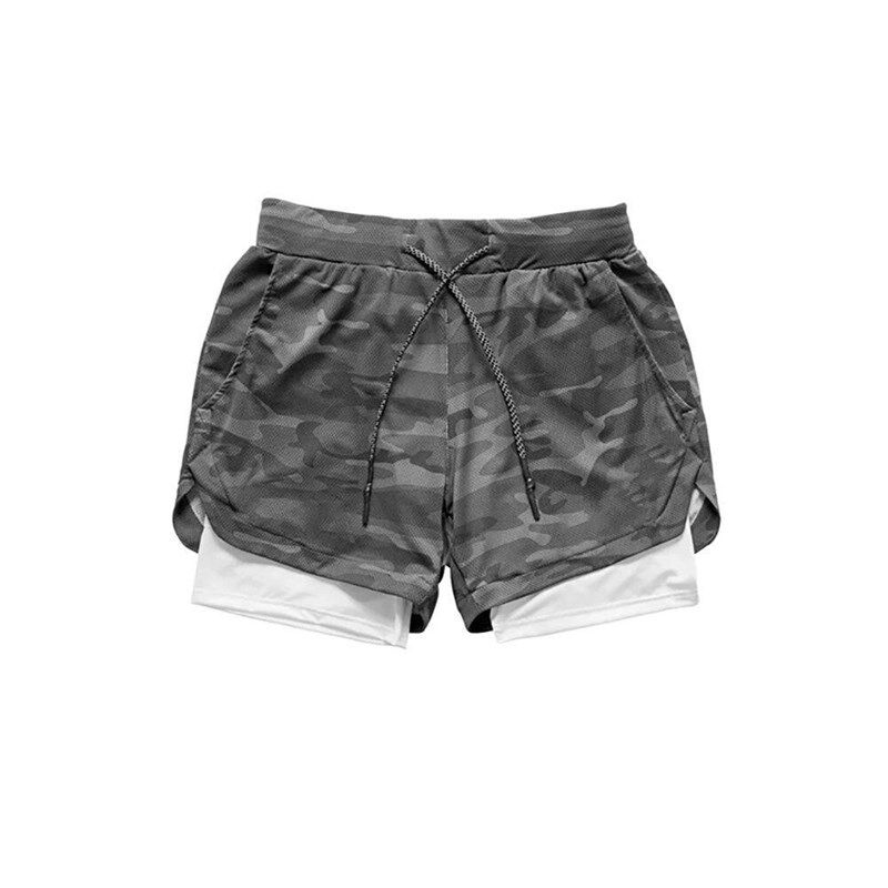 Gym Shorts Men Double-deck Workout Shorts 2 In 1 Quick Dry W - 实物图