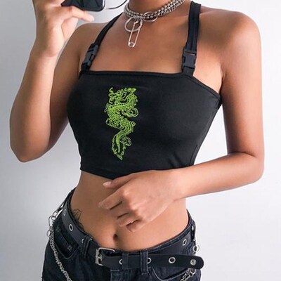 2022 Short Women Tank Tops Chinese Style Streetwear Crop Top