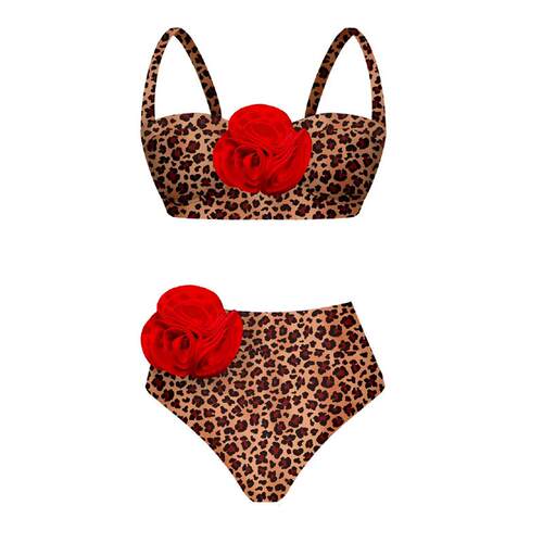 2024 3D Flower Bikini Underwire Swimsuit High Waist Swimwear