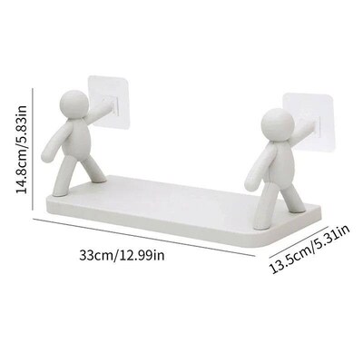 Self-adhesive Bathroom Storage Toothbrush Cup Shelves White