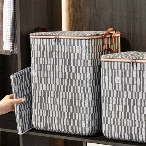 180L Storage Clothes Bins with Fabric Houndstooth Lids