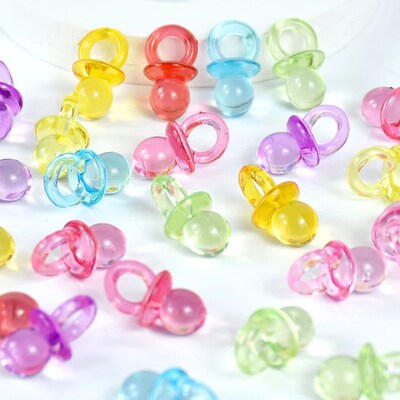 50pcs Mini Acrylic Blue Pink Pacifier Nipple Gender Reveal