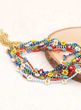 Foot chain womens national style flower small daisy Beaded