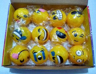 12pcs Emoti Emoticon Yellow Light Up LED Rubber Bouncy Balls