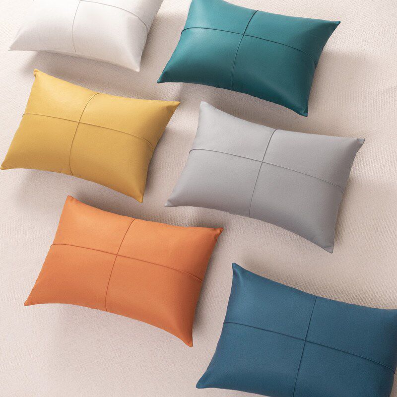 长方形腰枕科技布沙发大号抱枕橙色长条靠垫大靠背枕套不含芯高端