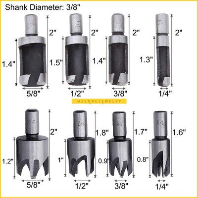 8Pcs Wood  Cutter,6Pcs 1/4 Inch Hex 5 Flute 90 Degree Counte