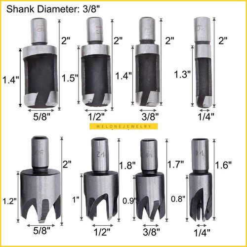 8Pcs Wood  Cutter,6Pcs 1/4 Inch Hex 5 Flute 90 Degree Counte