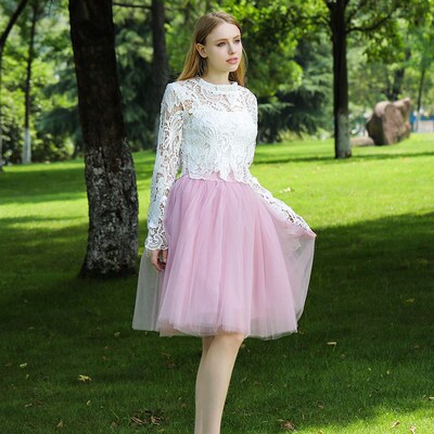 5 Layers 60cm Princess Midi Tulle Skirt Pleated Dance Tutu S