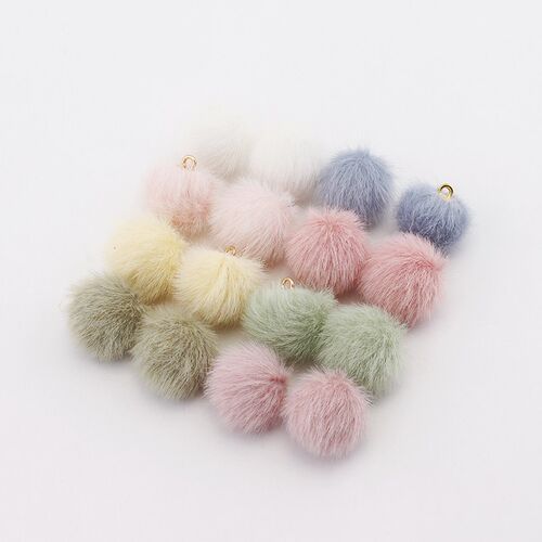 10pcs Plush Fur vered Ball Beads Charms DIY Pompom Beads Pen