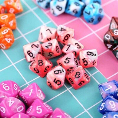 10pcs/set 10 Sided D10 Polyhedral Dices Numbers Dials