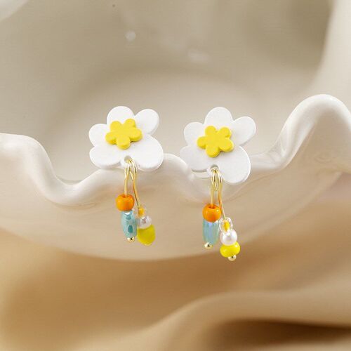 Cute Painting Style Flower Color Earring Design Sweet Temper