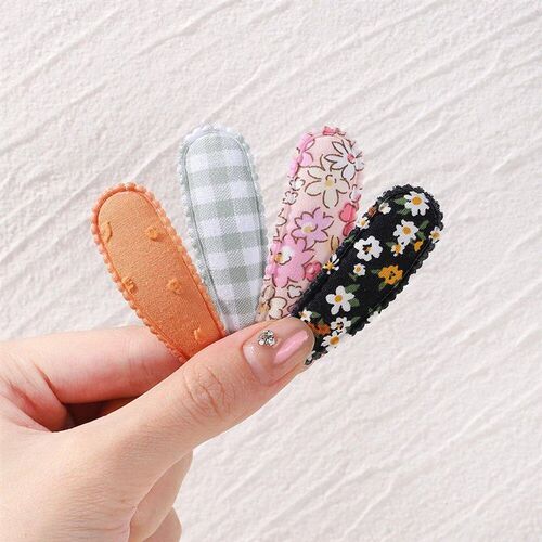 10Pcs/Lot Fresh Print Cotton Alloy Hair Clips for Kids Fabri