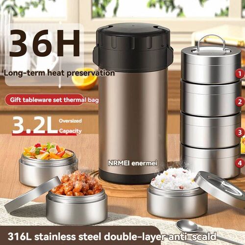 3.2L Thermal lunch box Large Vacuum bento lunch box Multilay